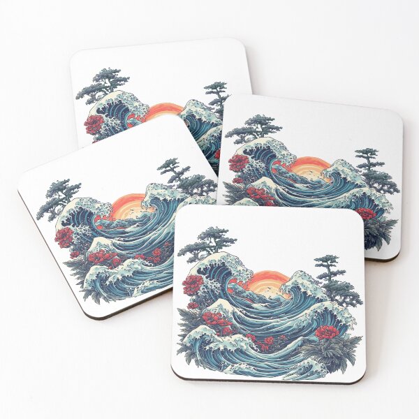 Item preview,  Kanpai Friends with Japanese Wave and pattern-theme In Jade designed and sold by GreyMoonForest.