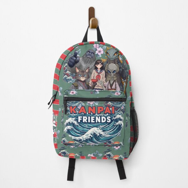 Item preview,  Kanpai Friends with Japanese Wave and pattern-theme In Jade designed and sold by GreyMoonForest.