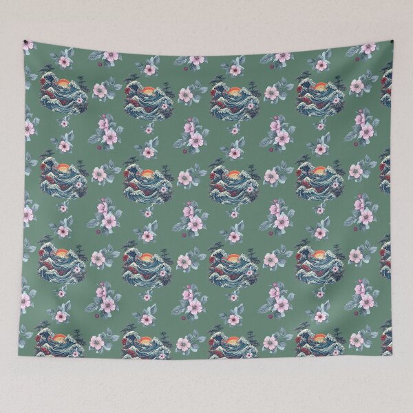Item preview,  Kanpai Friends with Japanese Wave and pattern-theme In Jade designed and sold by GreyMoonForest.