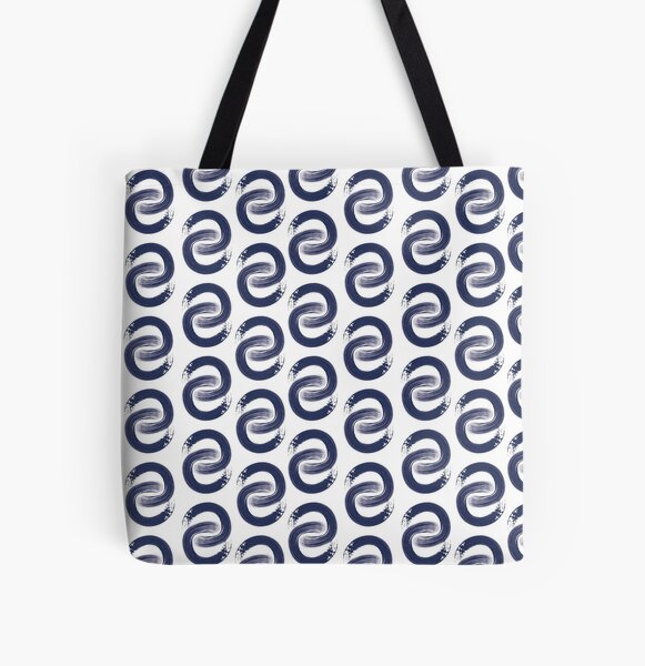 Shoreline C in Navy All Over Print Tote Bag