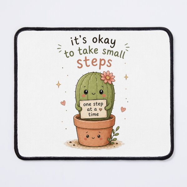 Item preview, It’s Okay to Take Small Steps – Cute Cactus Growth Motivation Design designed and sold by InkWanderStudio.