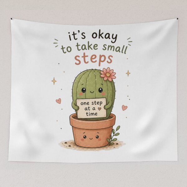Item preview, It’s Okay to Take Small Steps – Cute Cactus Growth Motivation Design designed and sold by InkWanderStudio.