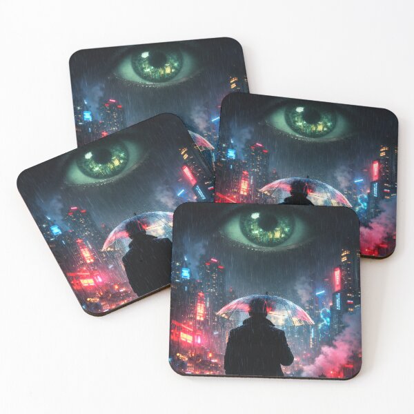 Item preview, Cyberpunk Neon City Giant Eye Rain Sci-Fi Film Poster designed and sold by Cine8.