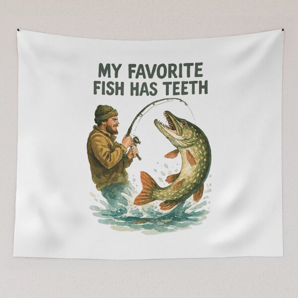 Item preview, Angler Pike Watercolor – My favorite fish has teeth designed and sold by Pineapple-Tree.
