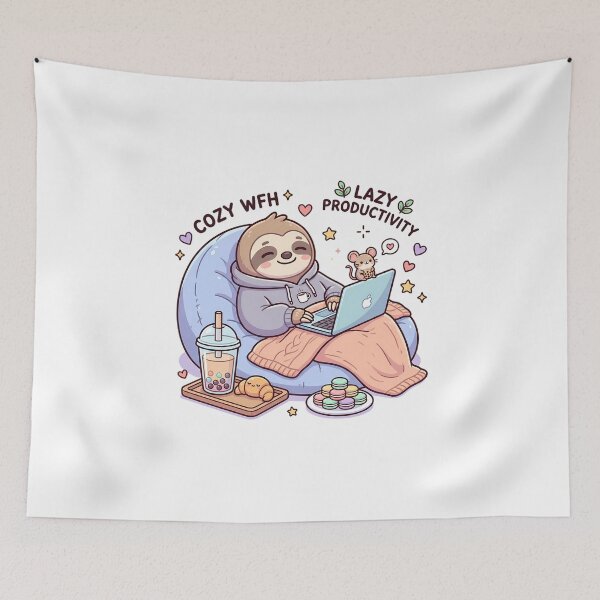 Item preview, Cute Lazy Sloth with Laptop designed and sold by MzulhilmiZam.