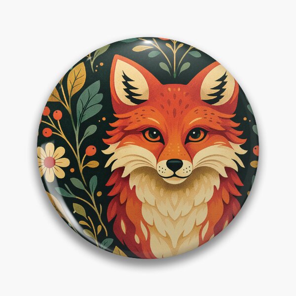 Item preview, Folk Art Fox Floral Illustration Boho Nature Design designed and sold by Gold Turtle  Lina.