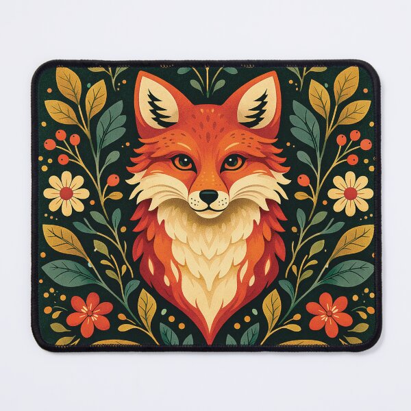 Item preview, Folk Art Fox Floral Illustration Boho Nature Design designed and sold by Gold Turtle Lina.