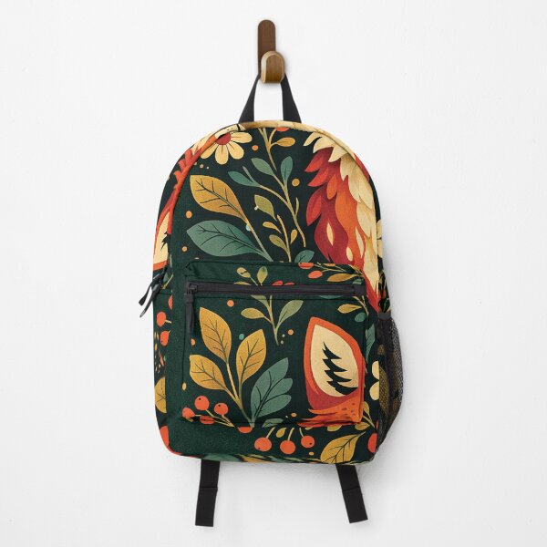 Item preview, Folk Art Fox Floral Illustration Boho Nature Design designed and sold by Gold Turtle Lina.