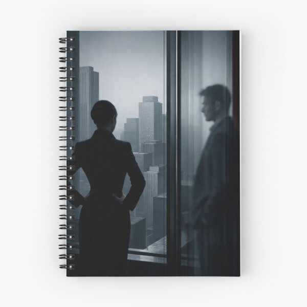 Item preview, Woman Silhouette Foggy City Window Dark Thriller Poster designed and sold by Cine8.