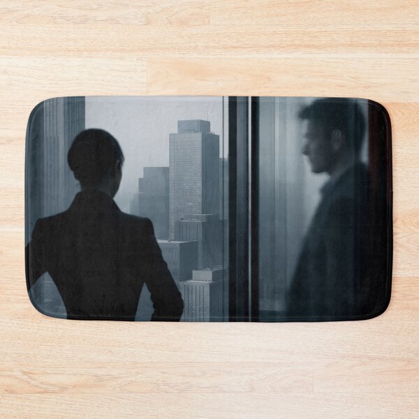 Item preview, Woman Silhouette Foggy City Window Dark Thriller Poster designed and sold by Cine8.