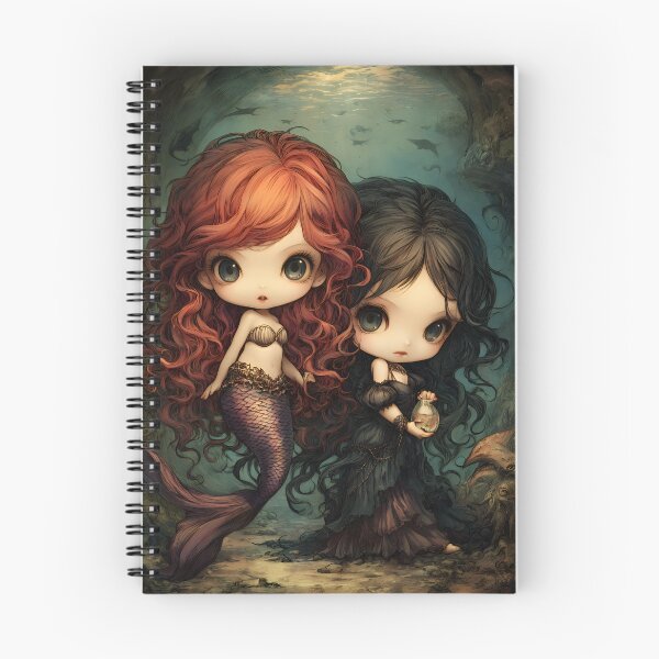 Item preview, Grimm Chibi Little Mermaid and Sea Witch – Dark Ocean Deal Fairytale Art designed and sold by InkAndGloom.