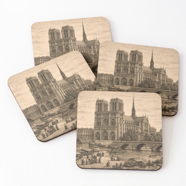 Item preview, Notre-Dame Cathedral Vintage Illustration | Gothic Architecture Art | World Cathedrals Series designed and sold by LinePlatePress.