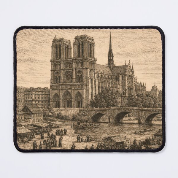 Item preview, Notre-Dame Cathedral Vintage Illustration | Gothic Architecture Art | World Cathedrals Series designed and sold by LinePlatePress.