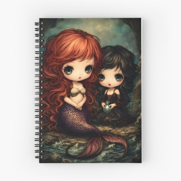 Item preview, Grimm Chibi Little Mermaid and Sea Witch – Dark Ocean Deal Fairytale Art designed and sold by InkAndGloom.