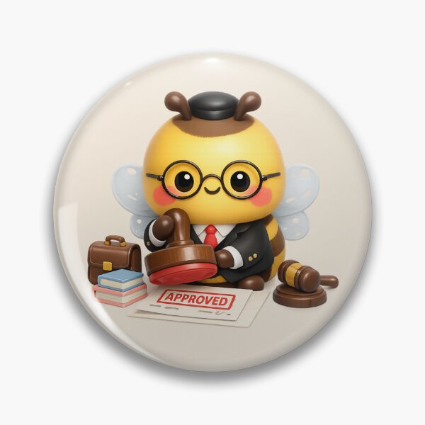 Item preview, Cute Bee Lawyer Stamping Approved | Kawaii 3D Office Art designed and sold by Moons Studio.