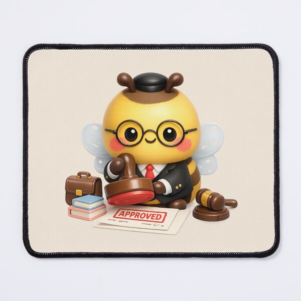 Item preview, Cute Bee Lawyer Stamping Approved | Kawaii 3D Office Art designed and sold by Moons Studio.
