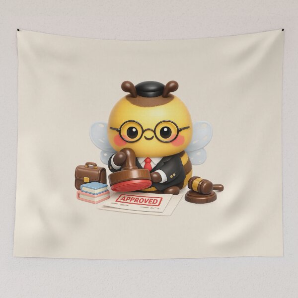 Item preview, Cute Bee Lawyer Stamping Approved | Kawaii 3D Office Art designed and sold by Moons Studio.