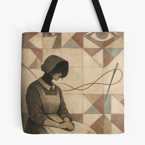 Item preview, Victorian Woman Quilt Needle Red Thread Mystery Poster designed and sold by Cine8.