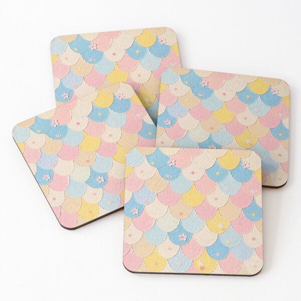 Item preview, Pastel Fish Scales & Paper Flowers Pattern designed and sold by mittie101.