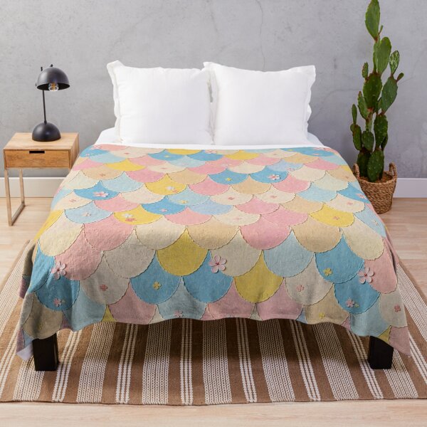 Item preview, Pastel Fish Scales & Paper Flowers Pattern designed and sold by mittie101.
