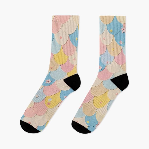 Item preview, Pastel Fish Scales & Paper Flowers Pattern designed and sold by mittie101.