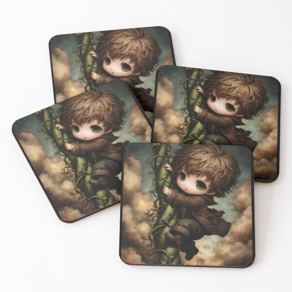 Item preview, Grimm Chibi Jack and the Beanstalk – Giant Cloud Castle Fairytale Art designed and sold by InkAndGloom.
