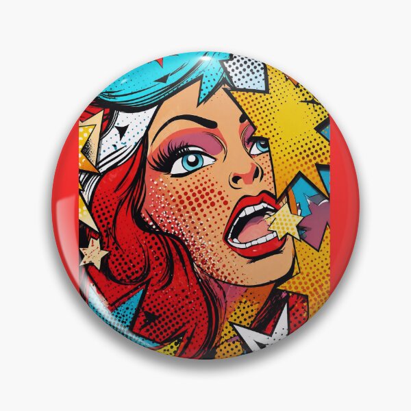 Artikelvorschau, Pop-Art-Comic-Mädchen-Explosion – Frauengesicht im Retro-Vintage-Halbtonstil entworfen und verkauft von Apocryphalwar.