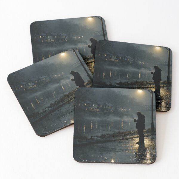 Item preview, Foggy Night River Silhouette Detective Drama Series Poster designed and sold by Cine8.