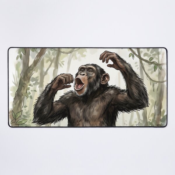 Item preview, Chimpanzee Pan Troglodytes Congo Africa Rainforest Illustration designed and sold by RubisLeaf.
