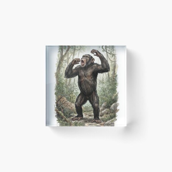 Item preview, Chimpanzee Pan Troglodytes Congo Africa Rainforest Illustration designed and sold by RubisLeaf.