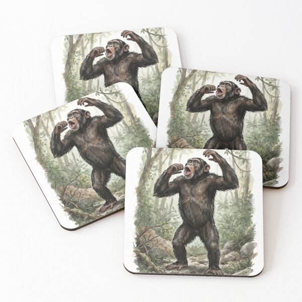 Item preview, Chimpanzee Pan Troglodytes Congo Africa Rainforest Illustration designed and sold by RubisLeaf.