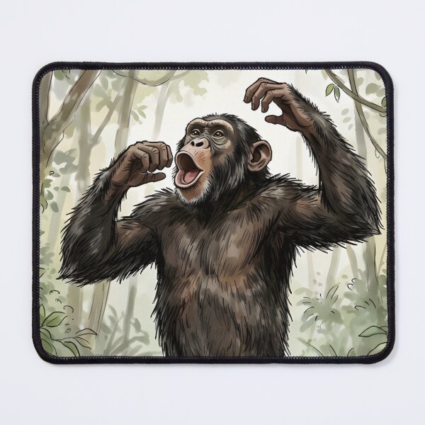 Item preview, Chimpanzee Pan Troglodytes Congo Africa Rainforest Illustration designed and sold by RubisLeaf.