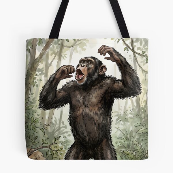 Item preview, Chimpanzee Pan Troglodytes Congo Africa Rainforest Illustration designed and sold by RubisLeaf.