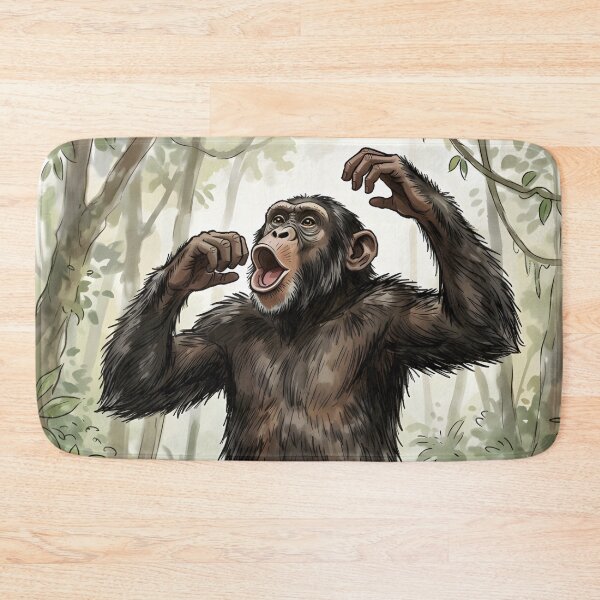 Item preview, Chimpanzee Pan Troglodytes Congo Africa Rainforest Illustration designed and sold by RubisLeaf.