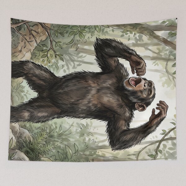 Item preview, Chimpanzee Pan Troglodytes Congo Africa Rainforest Illustration designed and sold by RubisLeaf.