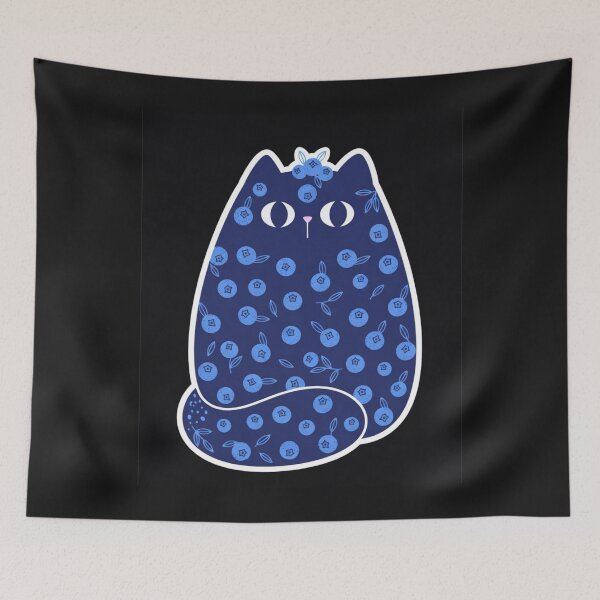 Item preview, Chunky Blueberry Scandinavian Folk Cat designed and sold by ZunZunArt.