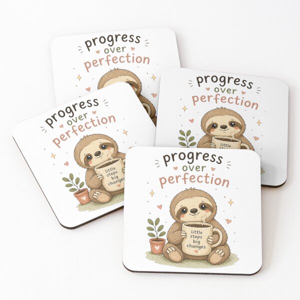Item preview, Progress Over Perfection – Cute Sloth Motivational Cozy Design designed and sold by InkWanderStudio.