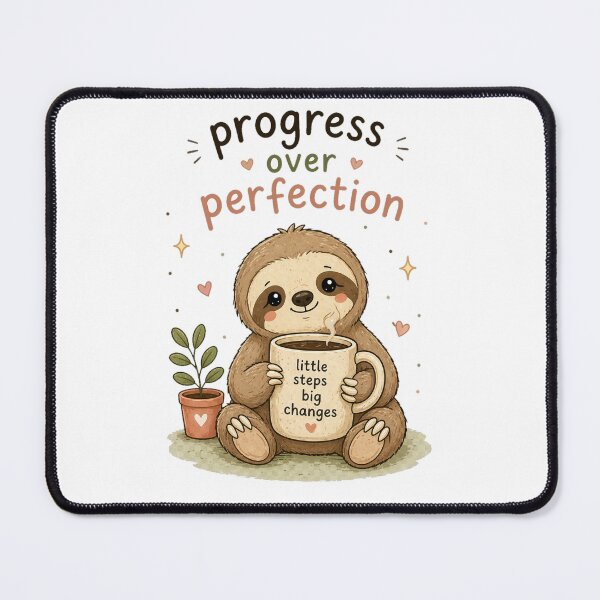 Item preview, Progress Over Perfection – Cute Sloth Motivational Cozy Design designed and sold by InkWanderStudio.
