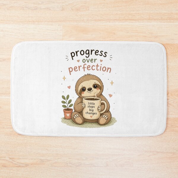Item preview, Progress Over Perfection – Cute Sloth Motivational Cozy Design designed and sold by InkWanderStudio.