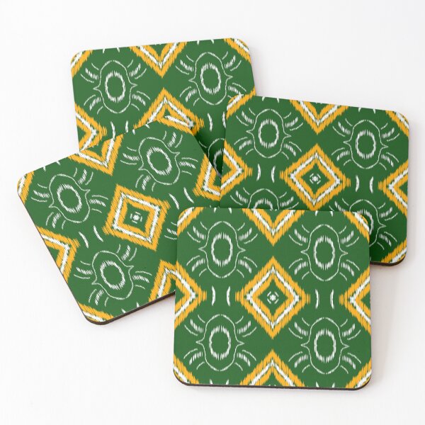 Item preview, Seamless Ikat Geometric Pattern with Green and Gold Diamond Motifs designed and sold by Oabnourza012.