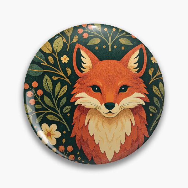 Item preview, Cute Fox with Flowers Scandinavian Folk Art Style designed and sold by Gold Turtle  Lina.