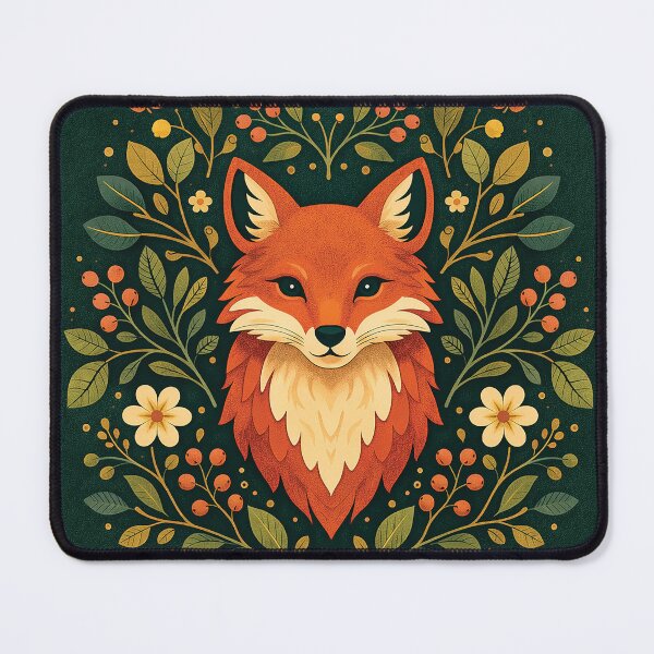 Item preview, Cute Fox with Flowers Scandinavian Folk Art Style designed and sold by Gold Turtle  Lina.