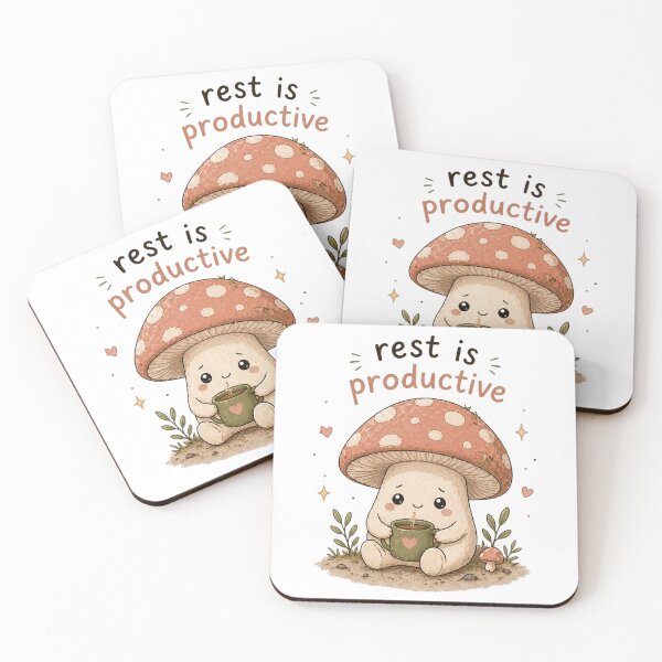 Item preview, Rest Is Productive – Cozy Mushroom Self Care Cute Design designed and sold by InkWanderStudio.