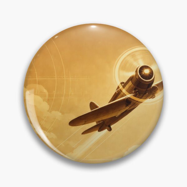 Item preview, Golden Art Deco Vintage Airplane City Skyline Poster designed and sold by Cine8.