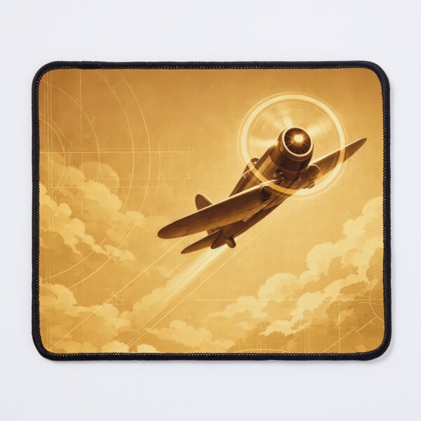 Item preview, Golden Art Deco Vintage Airplane City Skyline Poster designed and sold by Cine8.