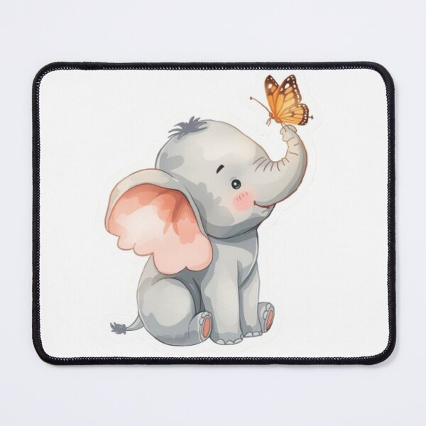 Item preview, Adorable Elephant Meets a Friend Butterfly - Kawaii Soft Tone designed and sold by DigitfanStudio.