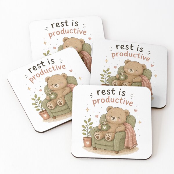 Item preview, Rest Is Productive – Cozy Teddy Bear Self Care Design designed and sold by InkWanderStudio.