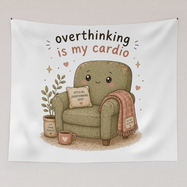 Item preview, Overthinking Is My Cardio – Funny Anxiety Introvert Design designed and sold by InkWanderStudio.