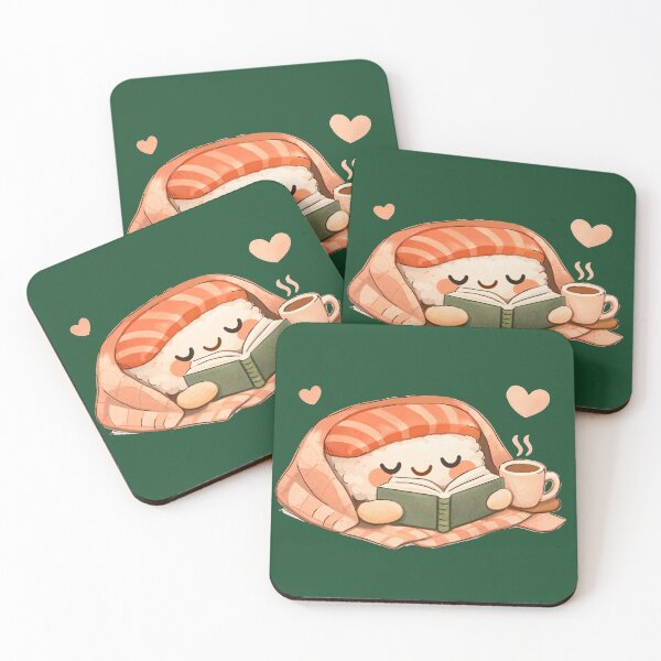 Item preview, Cute Sushi Reading Book drinking coffee tea designed and sold by KD-Visual-Lab.
