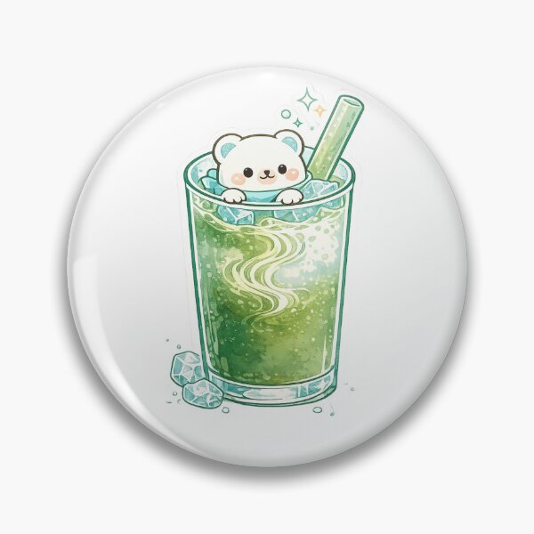 Item preview, Kawaii Matcha Polar Bear - Cute Iced Green Tea Latte Sticker Art designed and sold by BrewmarkStudio.